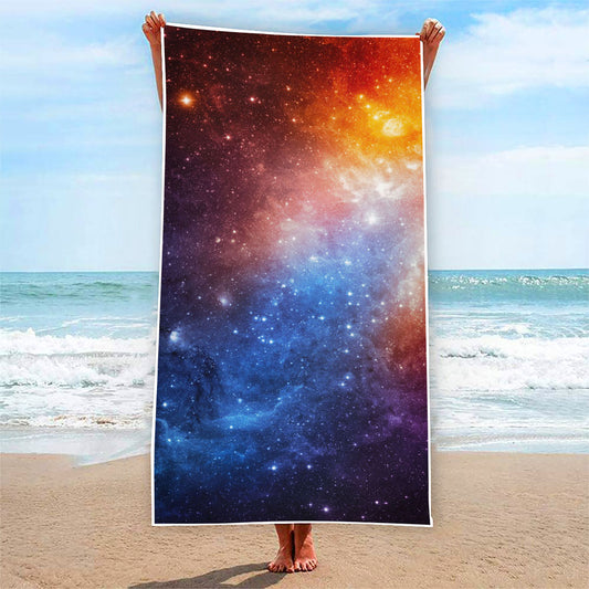 Fiery Universe Nebula Galaxy Space Print Beach Towel