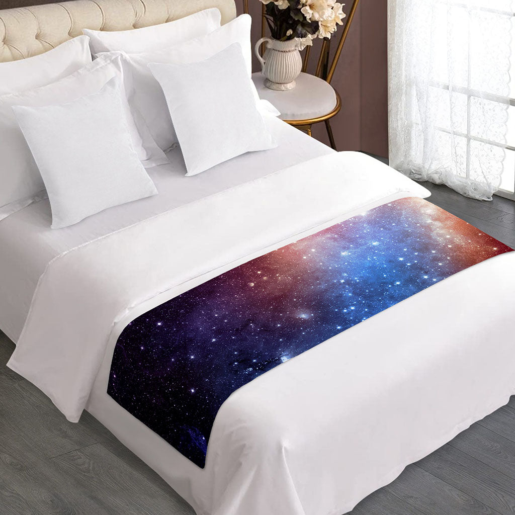 Fiery Universe Nebula Galaxy Space Print Bed Runner