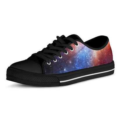 Fiery Universe Nebula Galaxy Space Print Black Low Top Sneakers