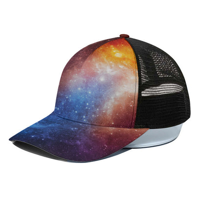 Fiery Universe Nebula Galaxy Space Print Black Mesh Trucker Cap