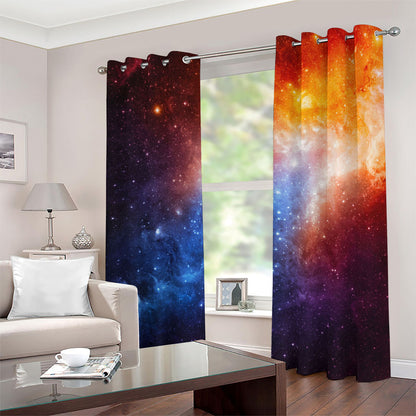 Fiery Universe Nebula Galaxy Space Print Blackout Grommet Curtains