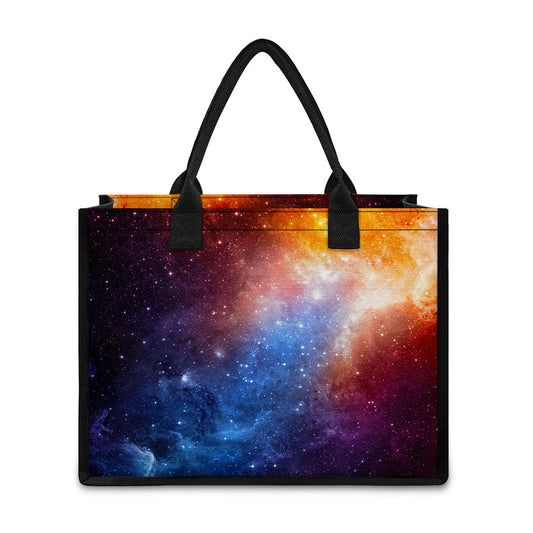 Fiery Universe Nebula Galaxy Space Print Canvas Tote Bag