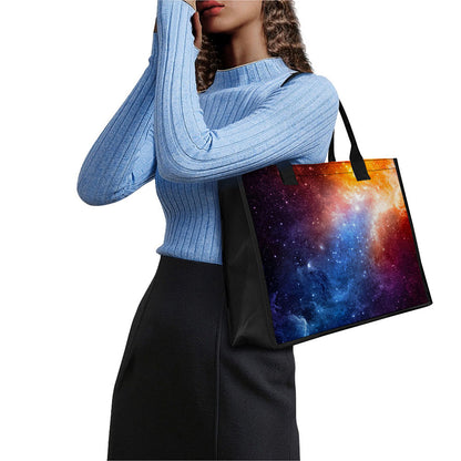 Fiery Universe Nebula Galaxy Space Print Canvas Tote Bag