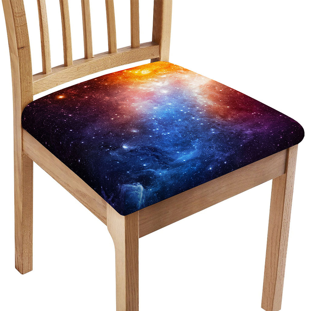 Fiery Universe Nebula Galaxy Space Print Chair Cushion Cover