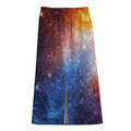 Fiery Universe Nebula Galaxy Space Print Cotton Front Slit Maxi Skirt
