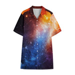 Fiery Universe Nebula Galaxy Space Print Cotton Hawaiian Shirt