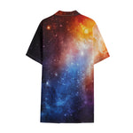 Fiery Universe Nebula Galaxy Space Print Cotton Hawaiian Shirt