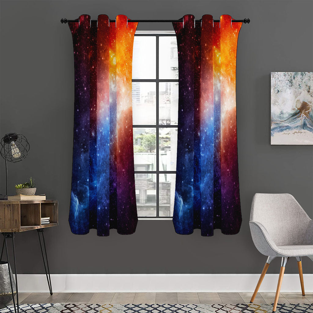 Fiery Universe Nebula Galaxy Space Print Curtain