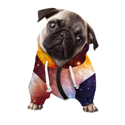 Fiery Universe Nebula Galaxy Space Print Dog Zip Up Hoodie