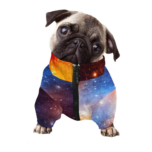 Fiery Universe Nebula Galaxy Space Print Dog Zip Up Jacket