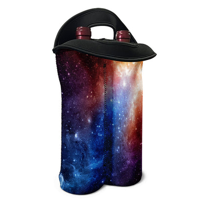 Fiery Universe Nebula Galaxy Space Print Double Neoprene Wine Tote