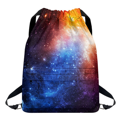 Fiery Universe Nebula Galaxy Space Print Drawstring Backpack
