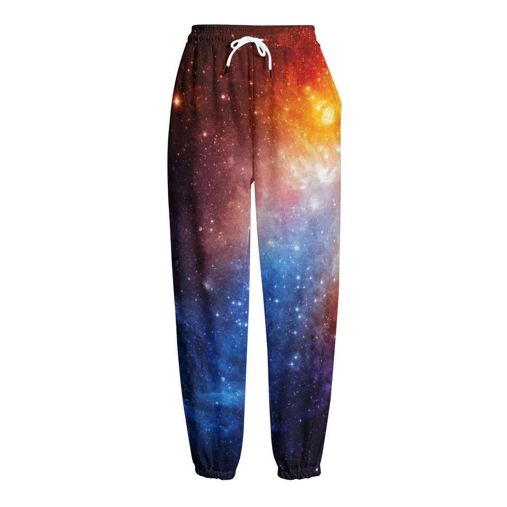 Fiery Universe Nebula Galaxy Space Print Fleece Lined Knit Pants
