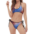 Fiery Universe Nebula Galaxy Space Print Halter Scoop Tie Side Bikini