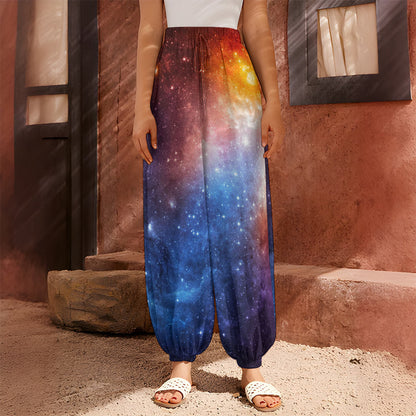 Fiery Universe Nebula Galaxy Space Print Harem Pants