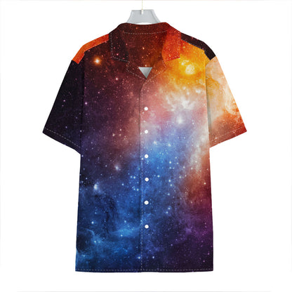 Fiery Universe Nebula Galaxy Space Print Hawaiian Shirt