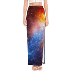 Fiery Universe Nebula Galaxy Space Print High Slit Maxi Skirt