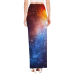 Fiery Universe Nebula Galaxy Space Print High Slit Maxi Skirt