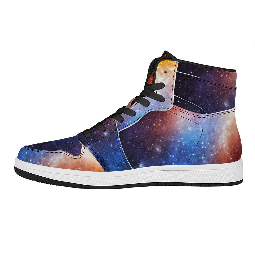 Fiery Universe Nebula Galaxy Space Print High Top Leather Sneakers