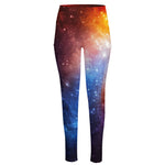 Fiery Universe Nebula Galaxy Space Print High-Waisted Pocket Leggings