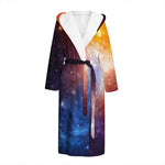 Fiery Universe Nebula Galaxy Space Print Hooded Bathrobe