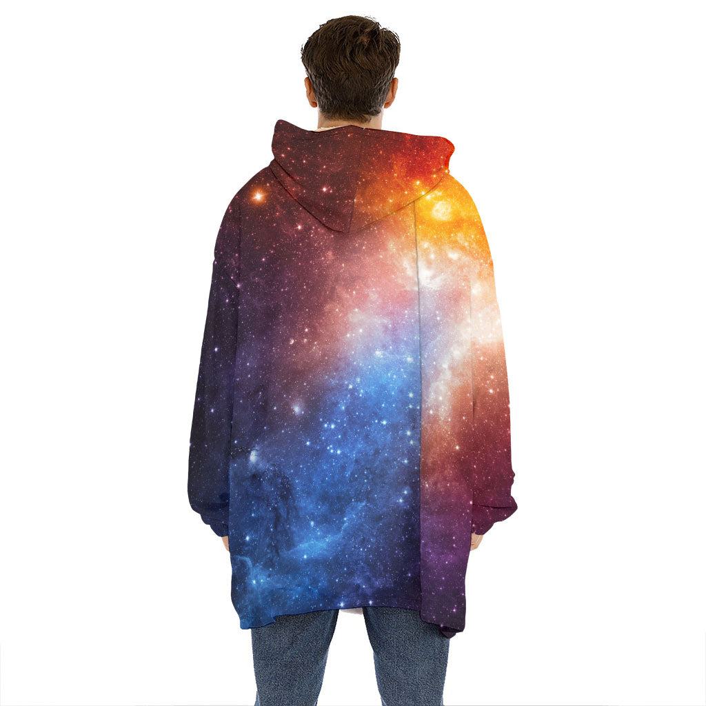 Fiery Universe Nebula Galaxy Space Print Hoodie Blanket