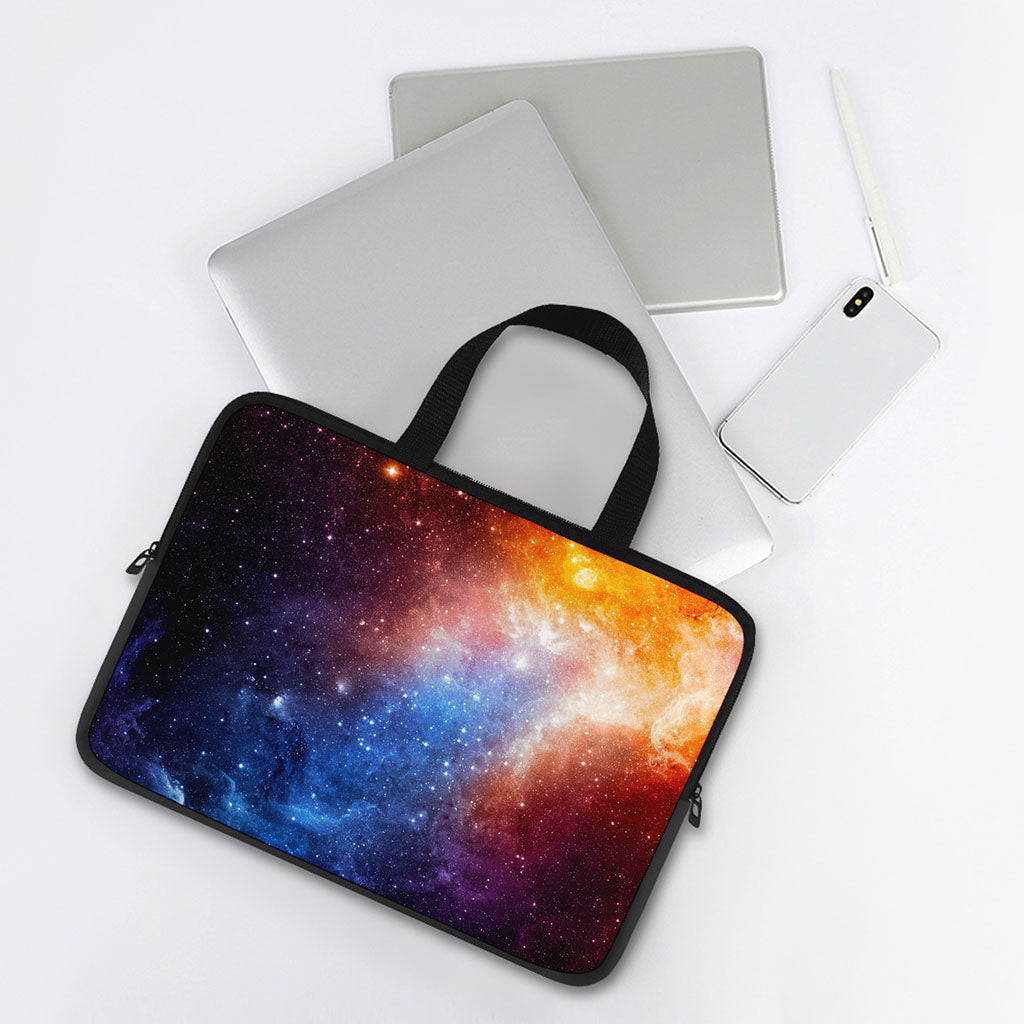 Fiery Universe Nebula Galaxy Space Print Laptop Sleeve With Handle