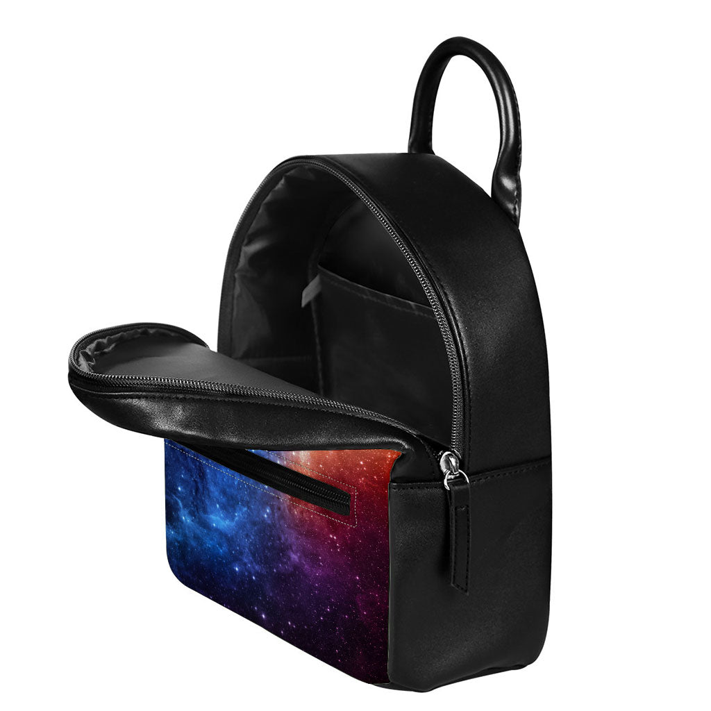 Fiery Universe Nebula Galaxy Space Print Leather Backpack