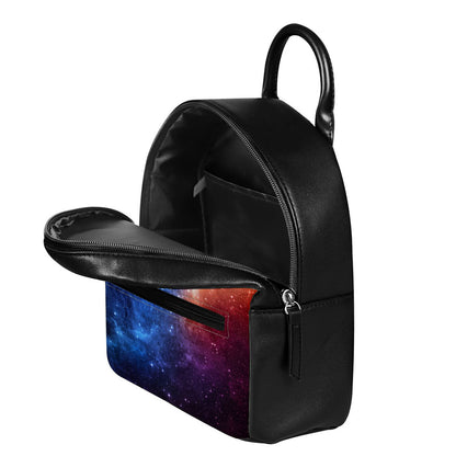 Fiery Universe Nebula Galaxy Space Print Leather Backpack
