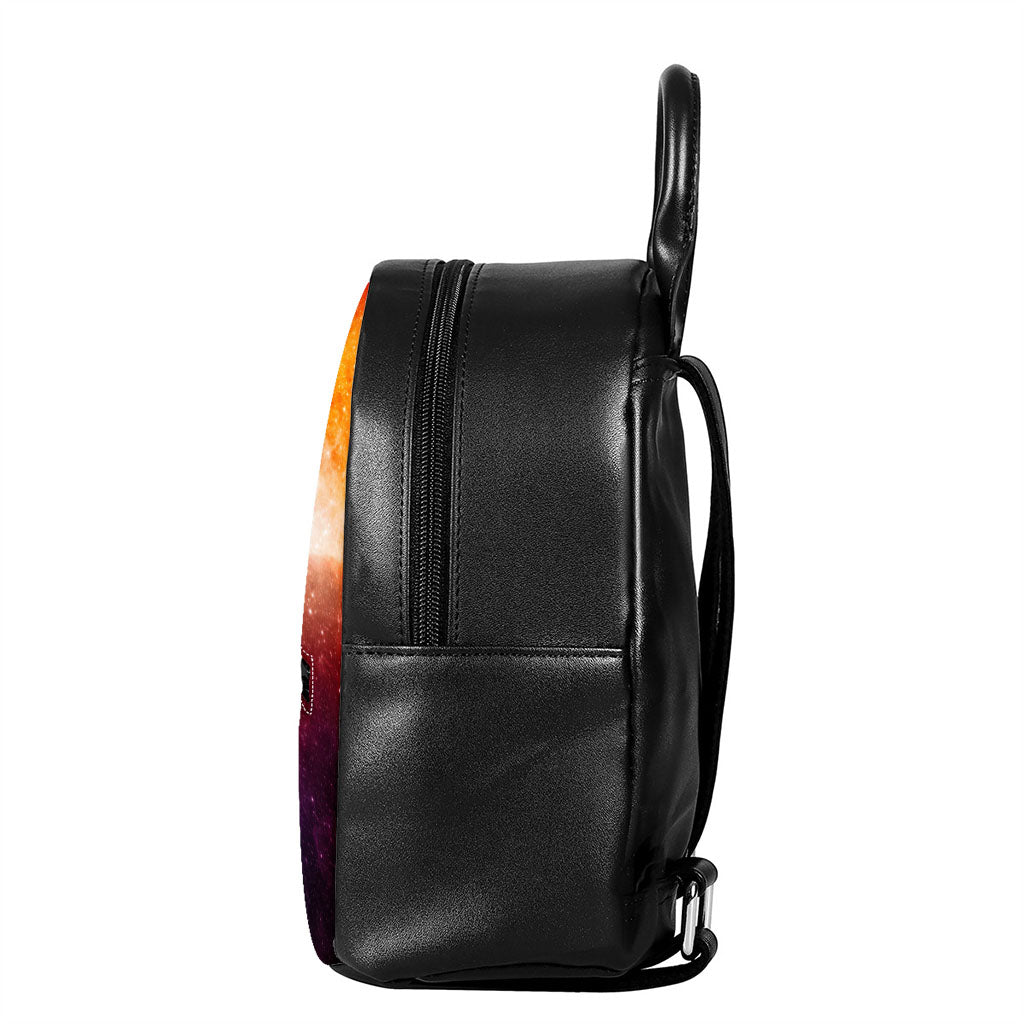 Fiery Universe Nebula Galaxy Space Print Leather Backpack