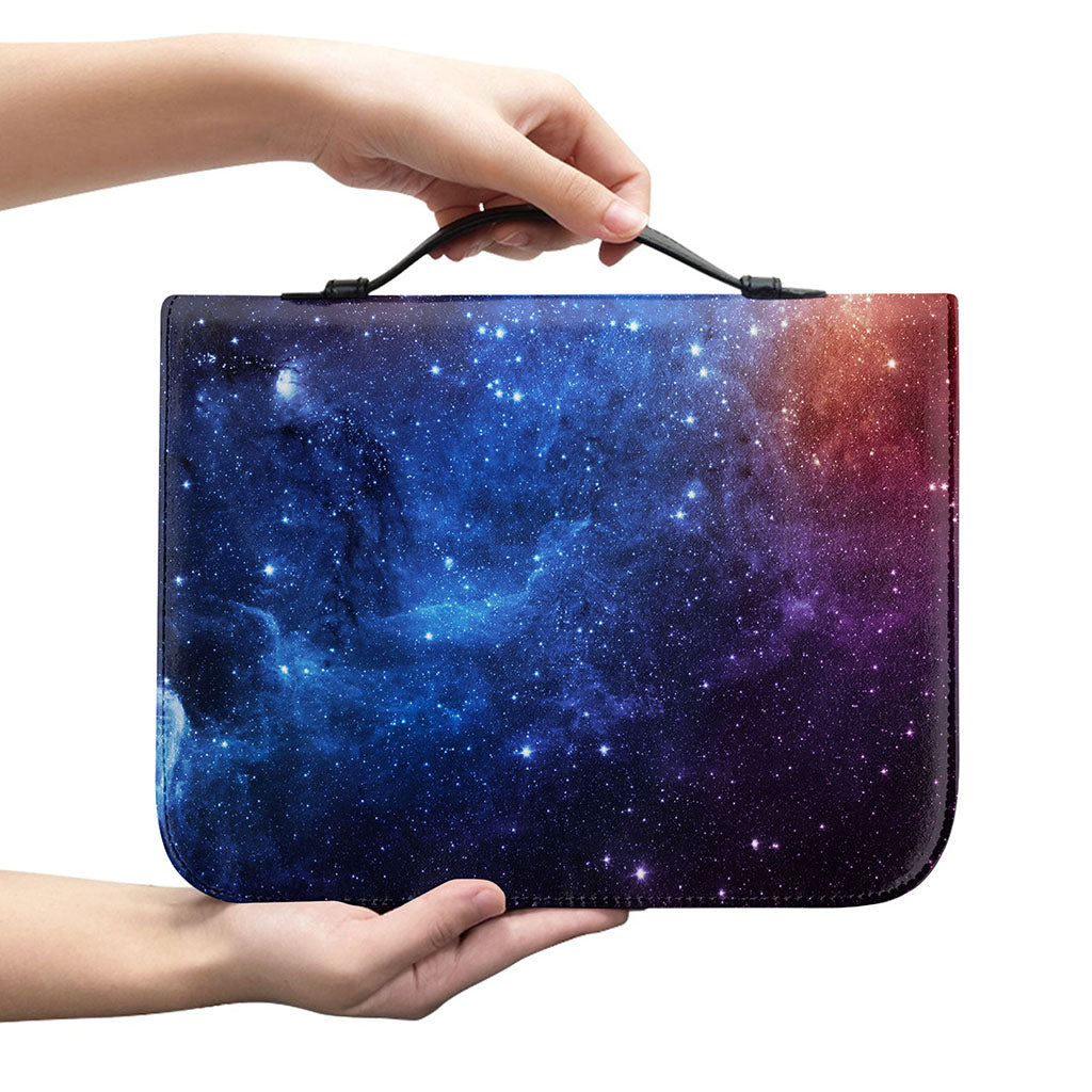 Fiery Universe Nebula Galaxy Space Print Leather Bible Cover