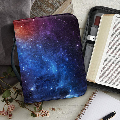 Fiery Universe Nebula Galaxy Space Print Leather Bible Cover