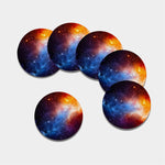 Fiery Universe Nebula Galaxy Space Print Leather Coaster Set