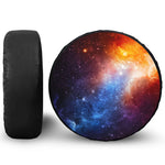 Fiery Universe Nebula Galaxy Space Print Leather Spare Tire Cover