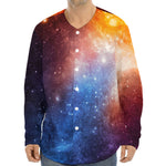Fiery Universe Nebula Galaxy Space Print Long Sleeve Baseball Jersey