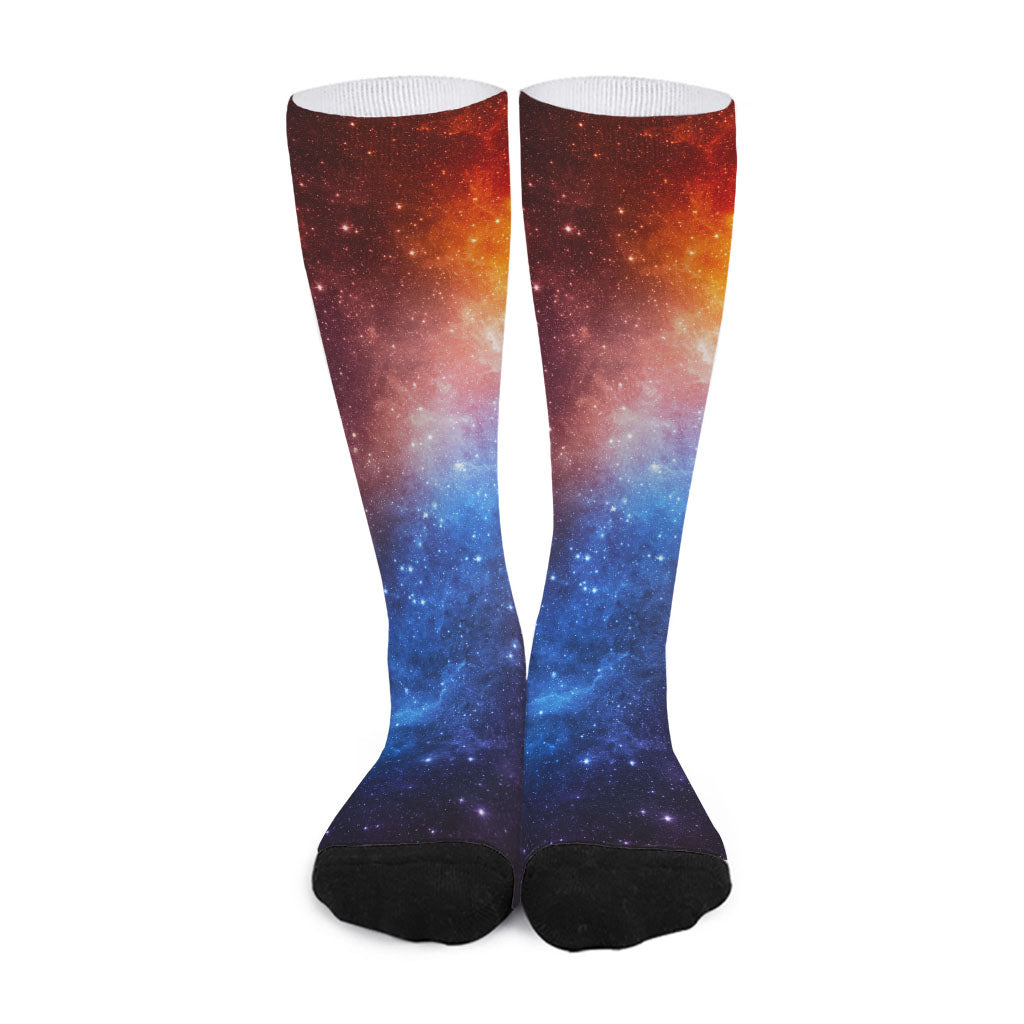 Fiery Universe Nebula Galaxy Space Print Long Socks