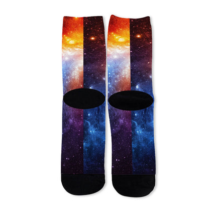 Fiery Universe Nebula Galaxy Space Print Long Socks