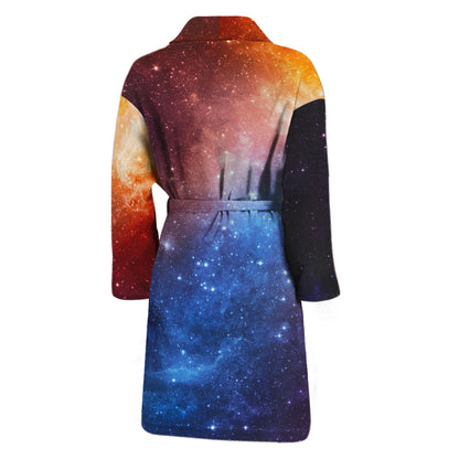 Fiery Universe Nebula Galaxy Space Print Men's Bathrobe
