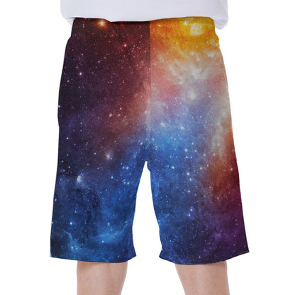 Fiery Universe Nebula Galaxy Space Print Men's Beach Shorts