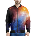 Fiery Universe Nebula Galaxy Space Print Men's Bomber Jacket