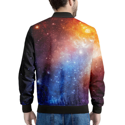 Fiery Universe Nebula Galaxy Space Print Men's Bomber Jacket