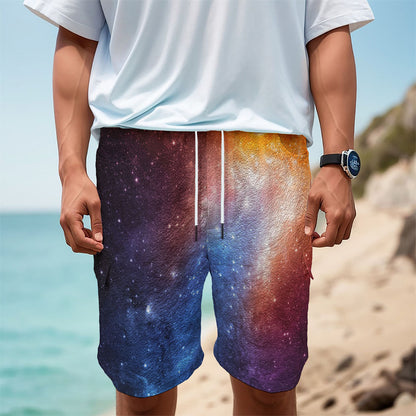 Fiery Universe Nebula Galaxy Space Print Men's Cargo Shorts