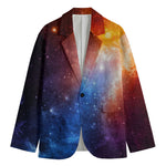 Fiery Universe Nebula Galaxy Space Print Men's Cotton Blazer