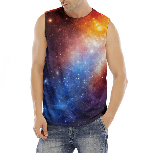 Fiery Universe Nebula Galaxy Space Print Men's Fitness Tank Top