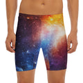Fiery Universe Nebula Galaxy Space Print Men's Long Boxer Briefs