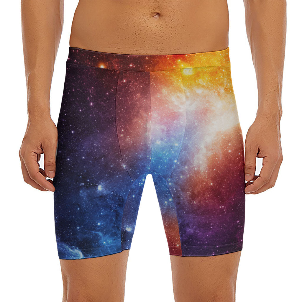 Fiery Universe Nebula Galaxy Space Print Men's Long Boxer Briefs