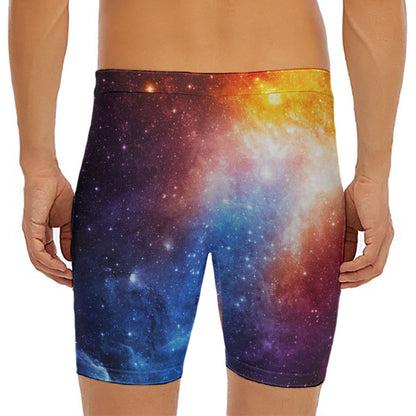 Fiery Universe Nebula Galaxy Space Print Men's Long Boxer Briefs
