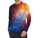 Fiery Universe Nebula Galaxy Space Print Men's Long Sleeve Rash Guard