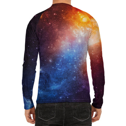 Fiery Universe Nebula Galaxy Space Print Men's Long Sleeve Rash Guard