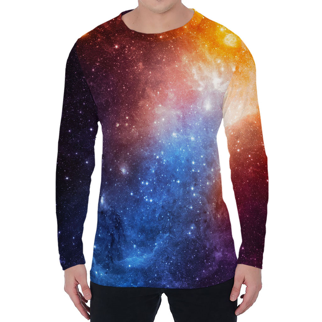 Fiery Universe Nebula Galaxy Space Print Men's Long Sleeve T-Shirt